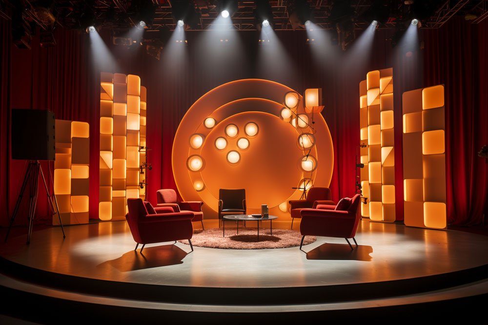 Custom-built stage and set design for a product launch